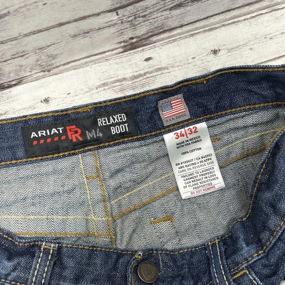 Ariat FR M4 Relaxed Boot Jeans Men's 34x32 Blue Flame Resistant CAT 2 Denim